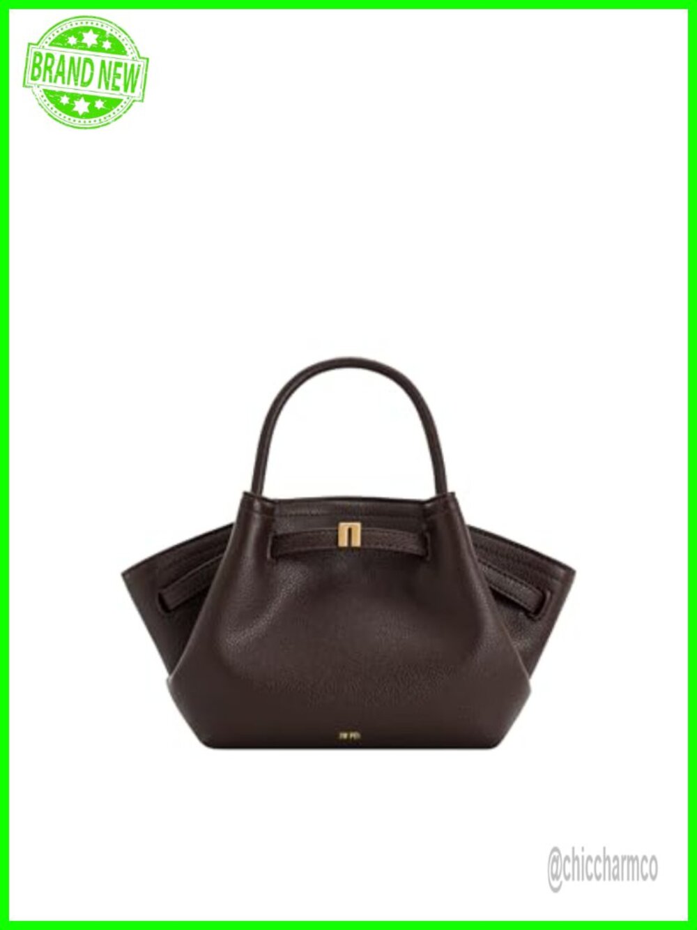 Vegan Leather Mini Tote Crossbody Bag with Gold Hardware